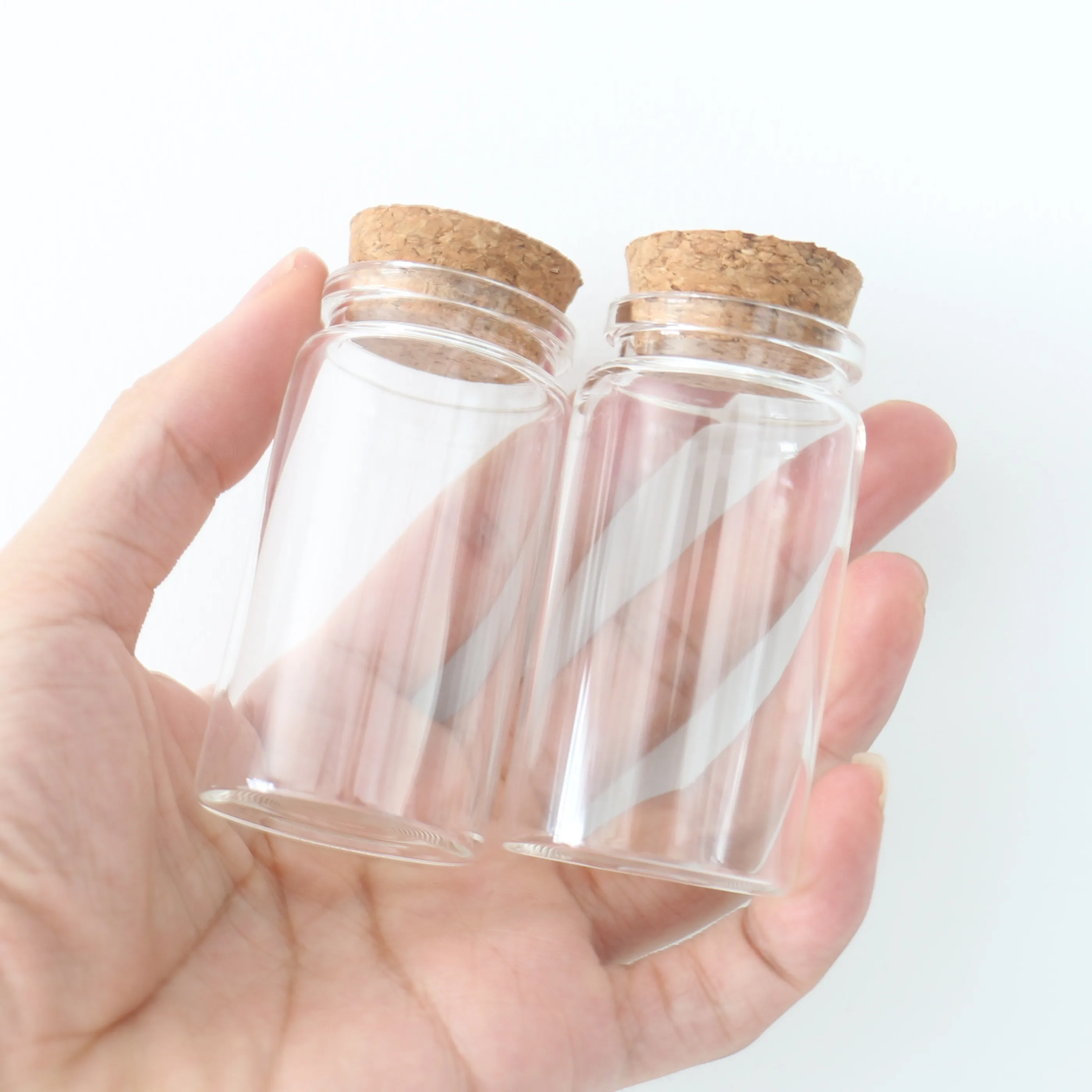 6 Pcs/lot  25*37*70mm 50ml Little Glass Bottle Stopper Dragees Glass Jars Storage for Spice Candy Containers Vials Test Tube