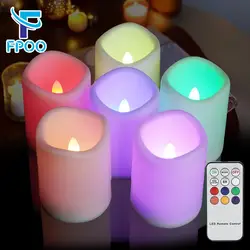 6pcs LED Candles,Battery Operated, Flameless Colorful Party Votive Candles, Home Decor, Timer Remote, Electric Candle Light Lamp