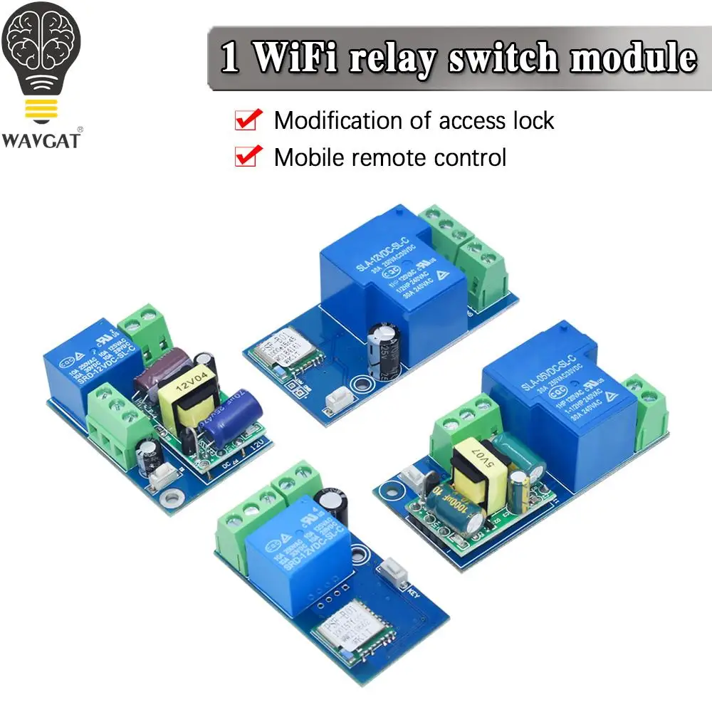 WAVGAT 1-way wifi relay switch module mobile phone remote control access lock refit easy micro link Tmall genie