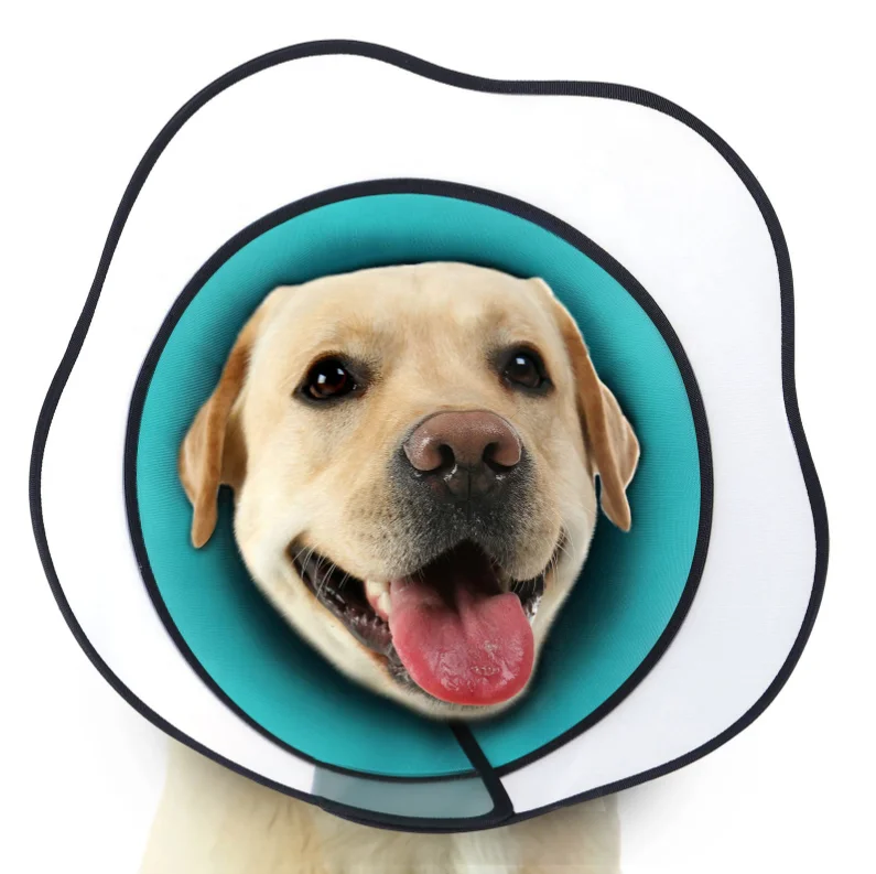Elizabeth Adjustable Anti-Licking Anti-Scratch Cat Dog Collar Solid Pattern Fur LED Light Pet Recovery Protective Cover