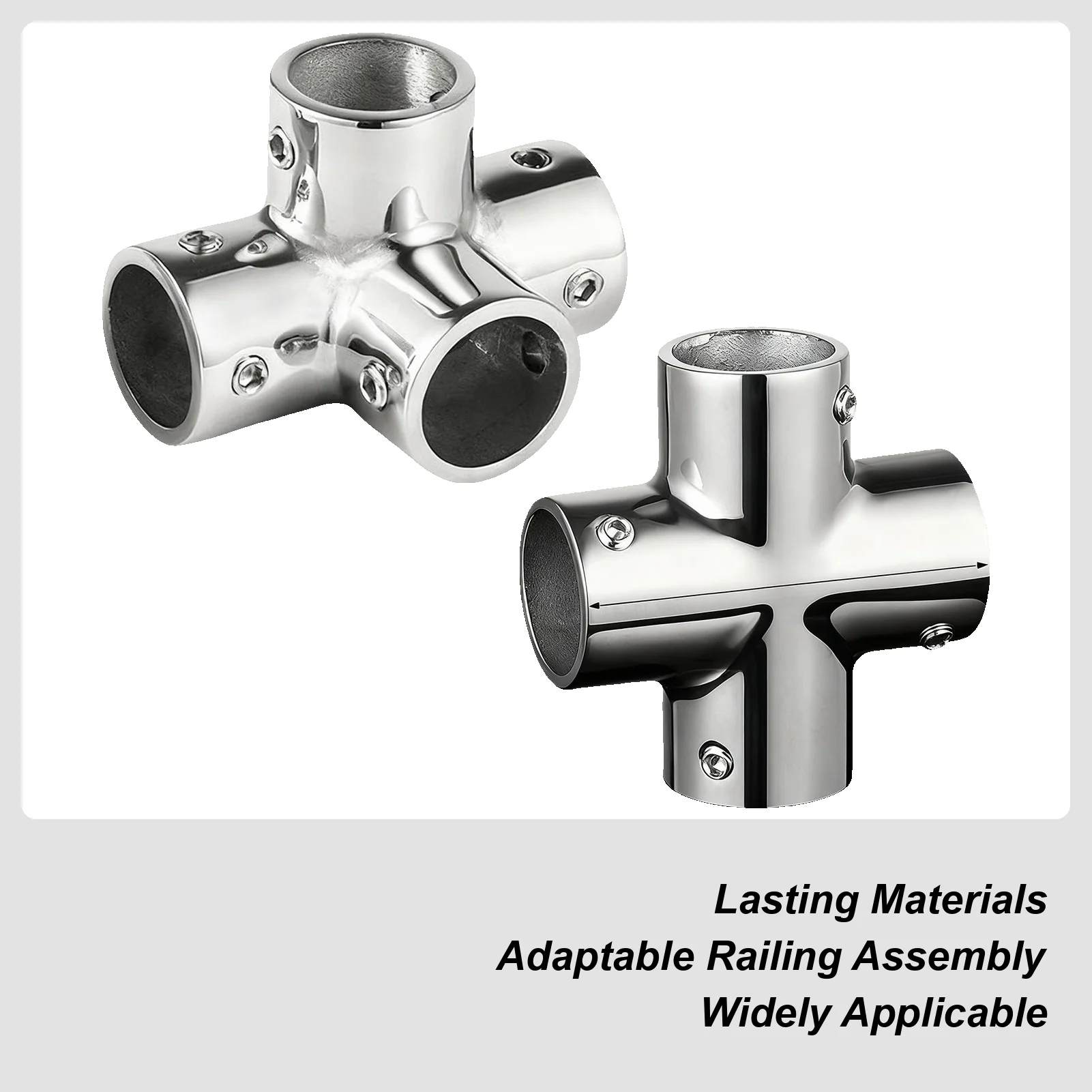

4-Way Stainless Steel Boat Pipe Connector Marine Grade Adapter for Yacht Deck Dock Guardrail Systems & Outdoor Construction