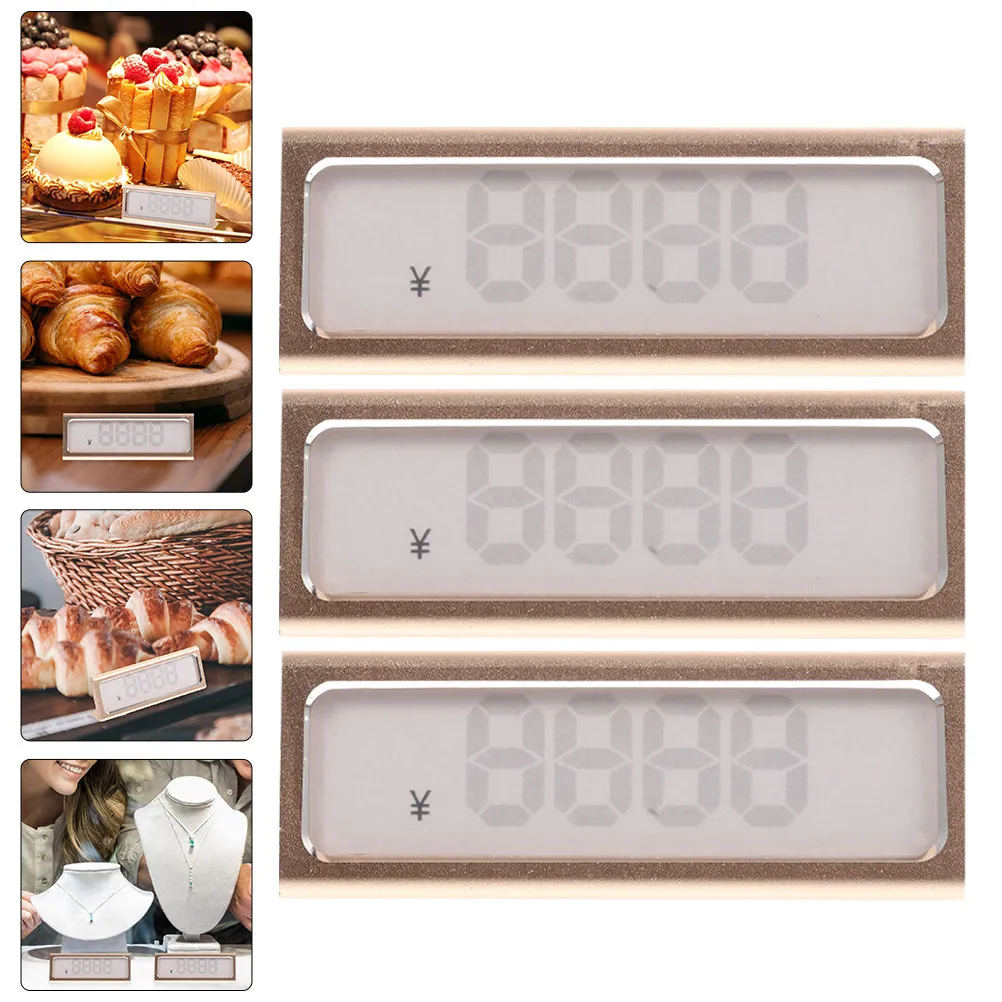 

3Pcs Price Tag Display Holders High Transparency Alloy Label Stands for Shop Counters Cake Jewelry Retail Cost Signs