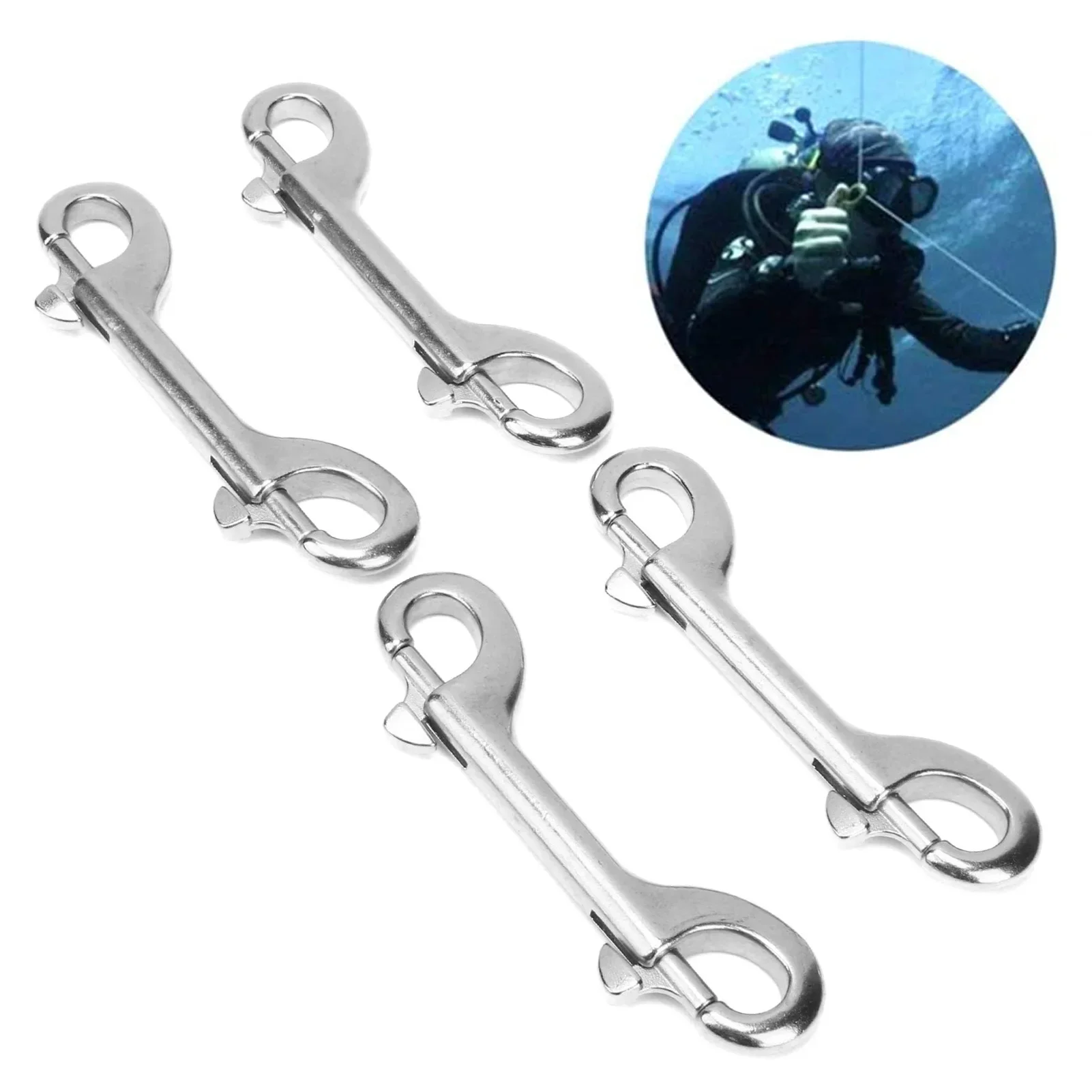 

L115MM Зажимы для дайвинга из нержавеющей стали 316, двухсторонний болт, карабин, быстросъемная цепь для домашних животных