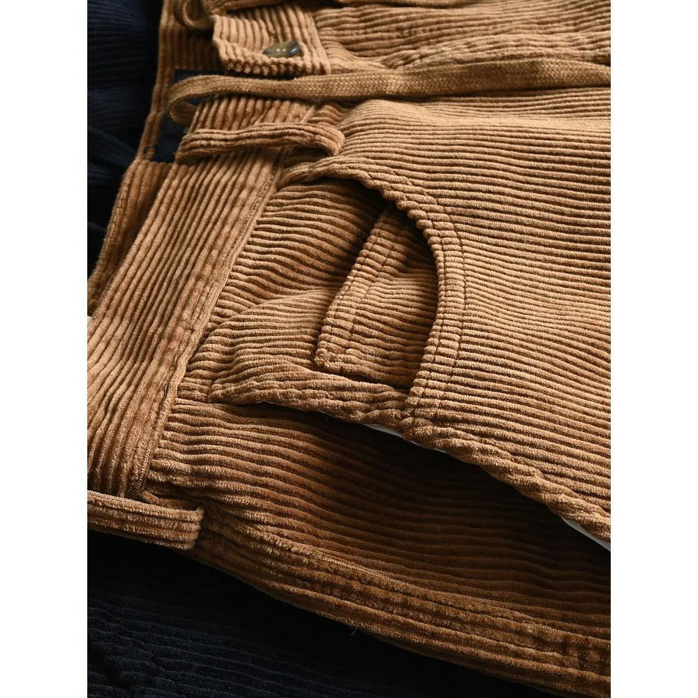 سراويل عمل قصيرة مستقيمة فضفاضة من القطن ثقيلة الوزن جديدة للرجال لخريف جديد