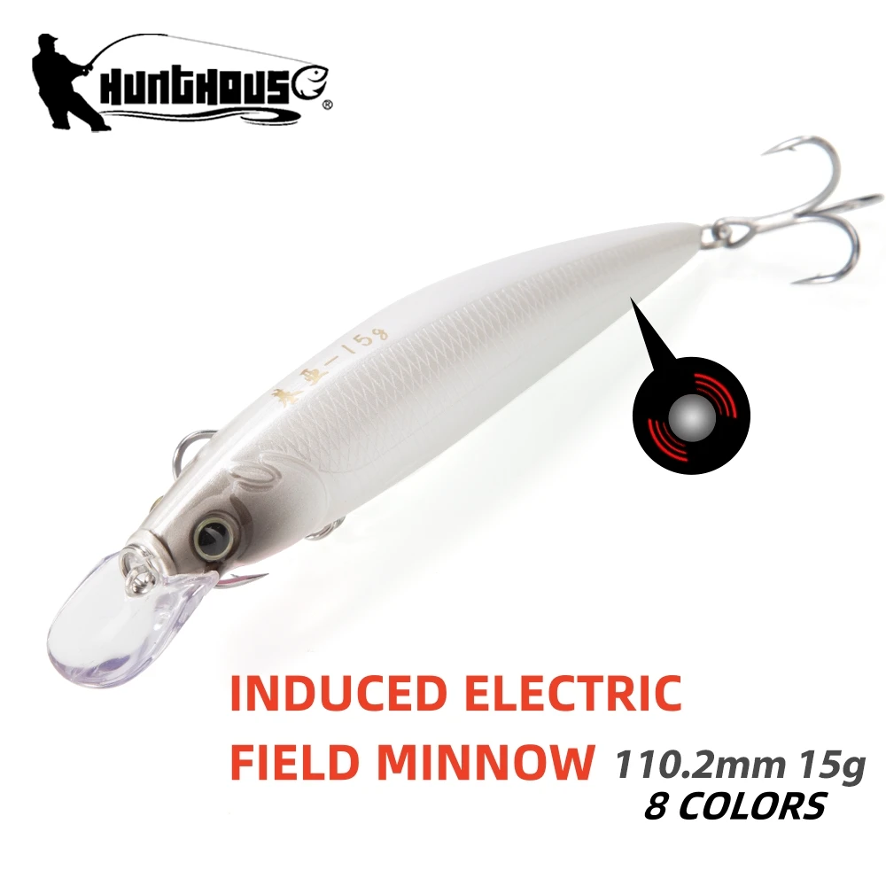 Hunthouse Floating Minnow Fishing Lure 110.2mm 15g Induced Electric Field Depth 1.2 Meters Saltwater Freshwater Fishing Tackle