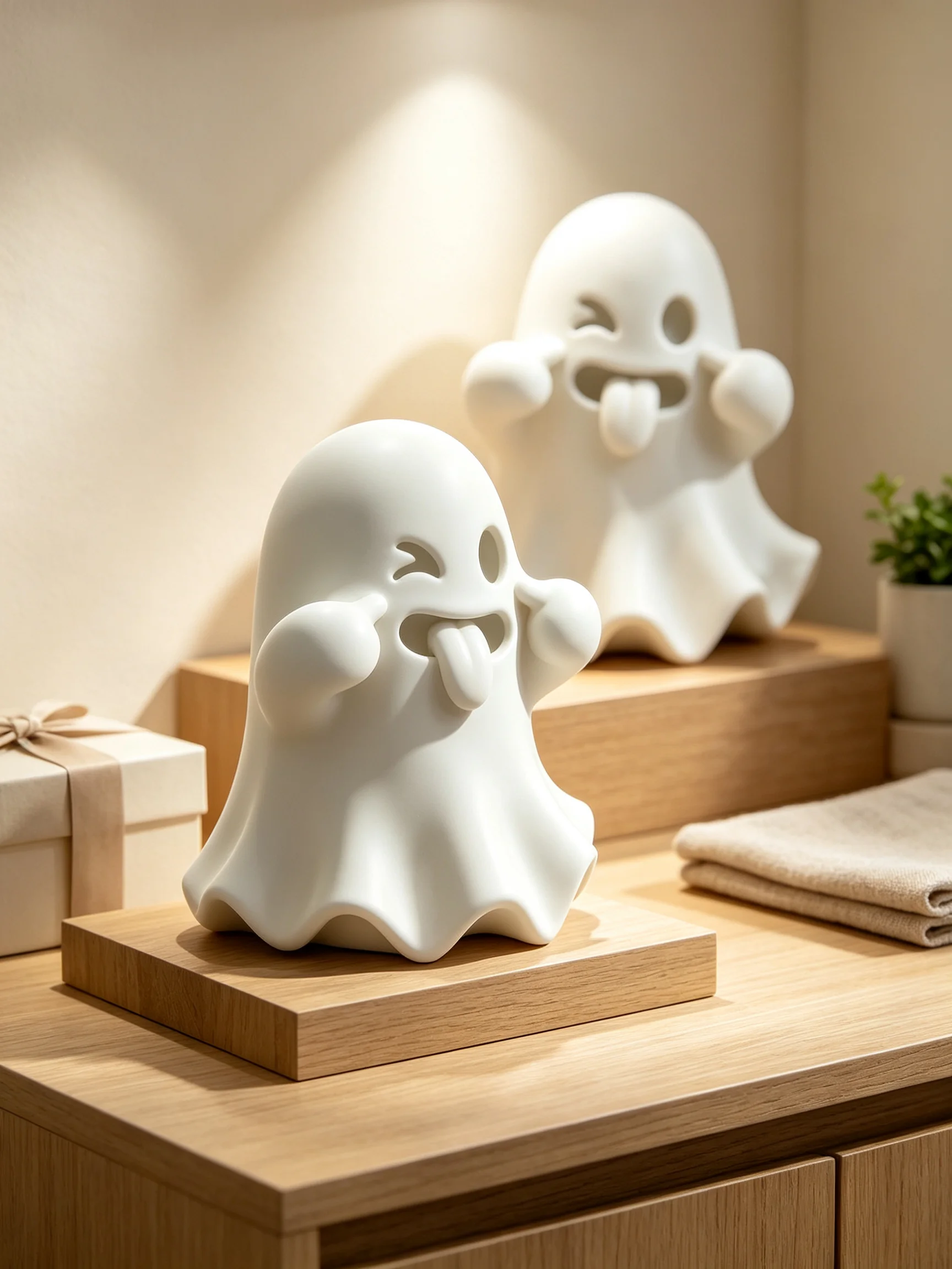 Shaking Head Funny Ghost Figurine Night Light, Mini Desktop Doll Creative Desk Decoration Gift