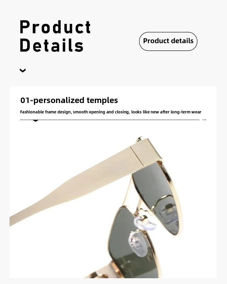 Pilotensonnenbrille Damen Sonnenbrille Metallrahmen Doppelte Brücke Herren Fahrbrille Brillen Mode Brillen 2025, Trend UV-Schutz – Detail 6