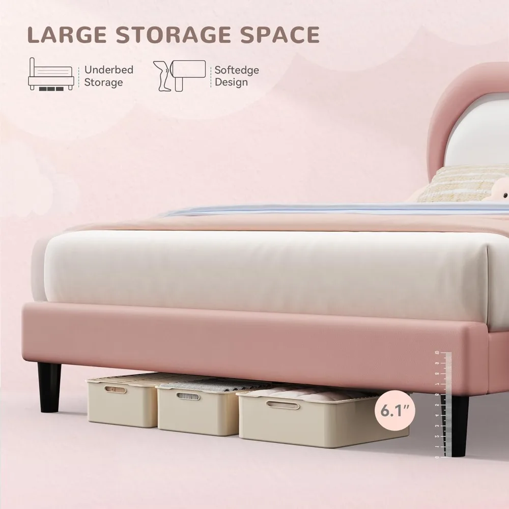 Lit rembourré intelligent LED Queen Size avec tête de lit Cloud réglable et base plateforme