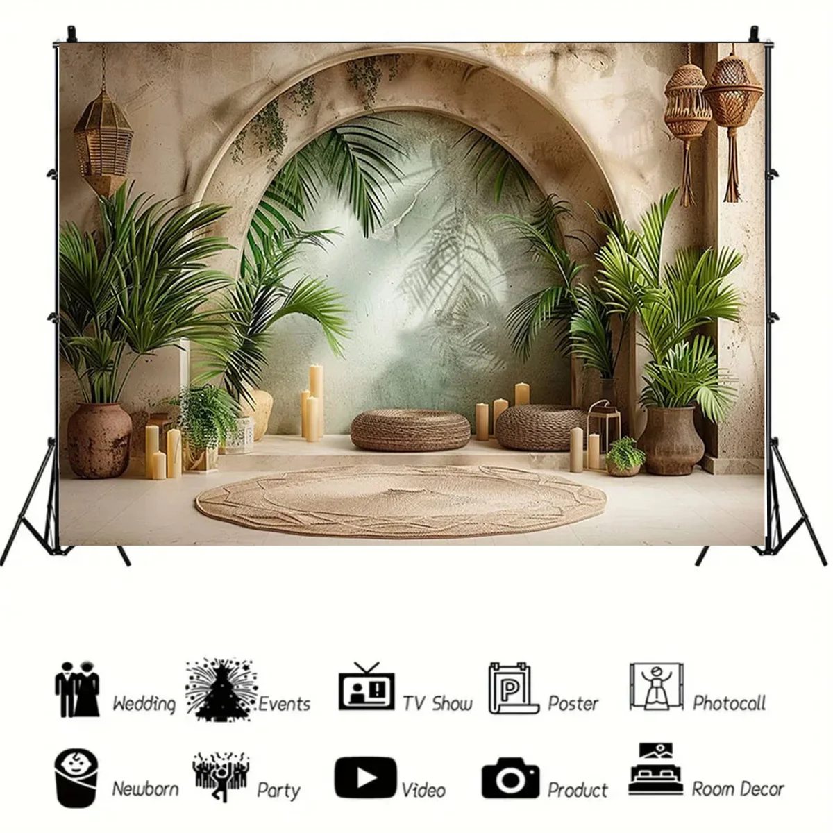 Pregnant and newborn theme background Palm Oasis party arch decoration background Baby adult portrait studio photography props