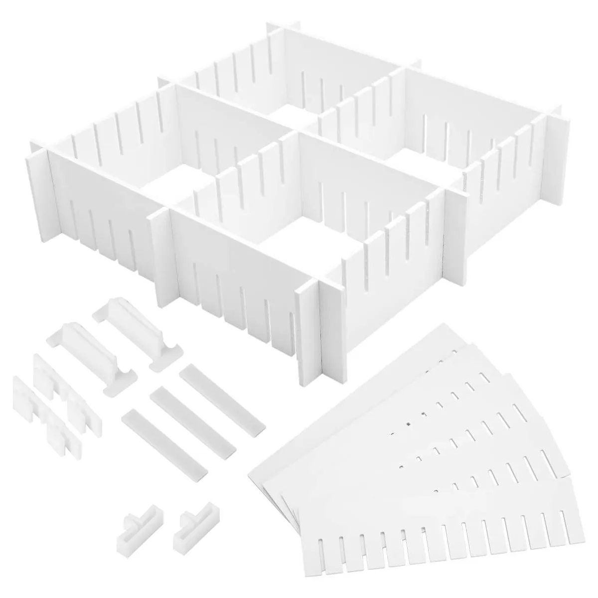 Adjustable Drawer Dividers 34 Piece Plastic Organizer Set Flexible Storage Separators for Home Office