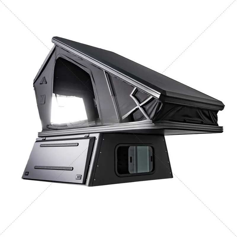High Quality Triangular Pop Up Hard Shell Roof Top Tent With Canopy Large Sleeping Space 4x4 Offroad Truck Camper Fit For Tacoma