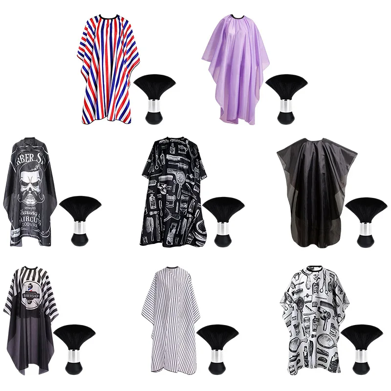 المهنية قطع الشعر الرأس مع الرقبة منفضة فرشاة صالون الحلاق كيب قطع الشعر اكسسوارات طباعة الحلاق كيب مجموعة