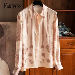 FANIECES S-3XL Women Shirts and Blouses 2024 New Autumn Tops Luxury Vintage Print Long Sleeve Woman Shirt Elegant blusas блузка