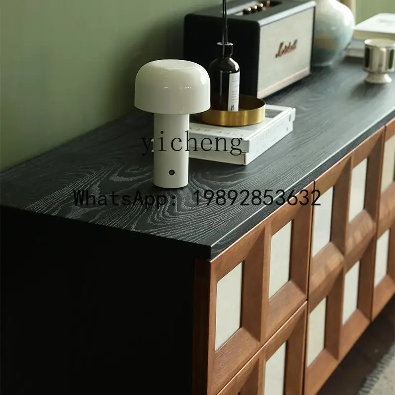 retro solid wood TV cabinet contrasting color living room home medium and ancient style TV side cabinet