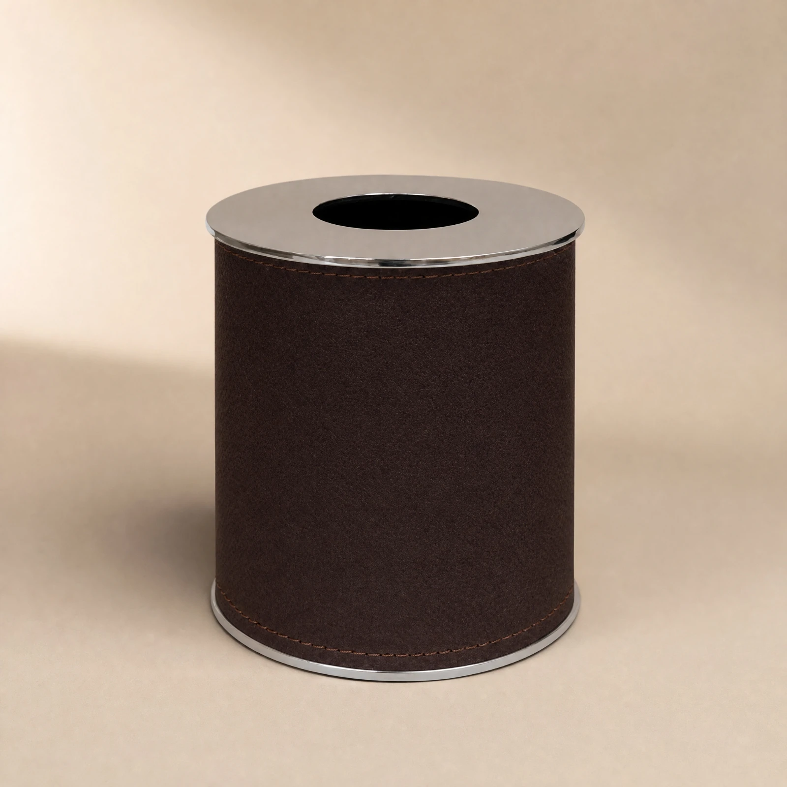 Artificial Leather Tissue Box Wipe-Clean Cylindrical Tissue Box Decorative Structured for Desktop, Living Room