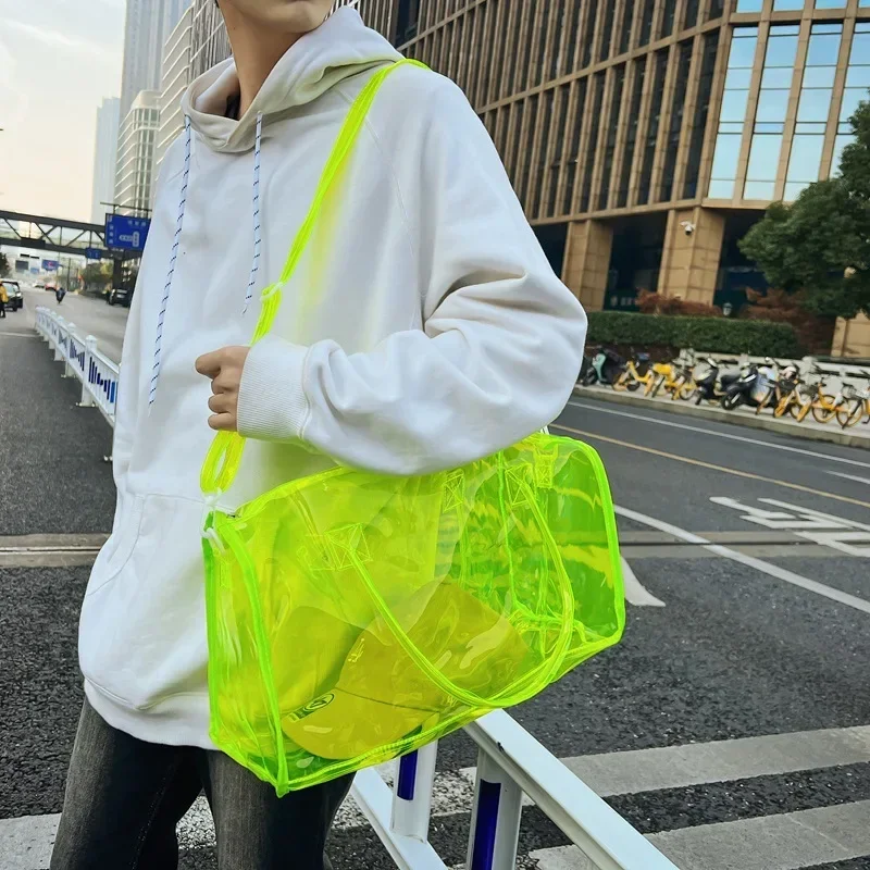 Transparent Candy Color Large Capacity Waterproof Men's and Women's Fitness Handbag Fashion Storage Swimming Crossbody Bag