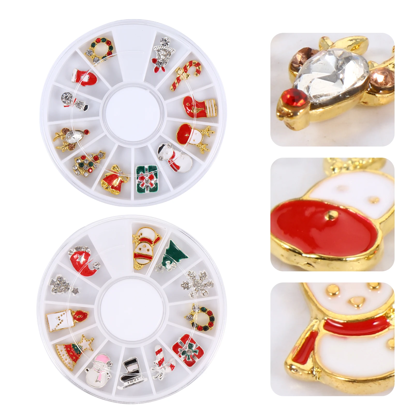 2 صناديق عيد الميلاد سبيكة مجوهرات أحجار الراين الملونة للأظافر الأحجار الكريمة عيد الميلاد الحلي بلينغ الديكور الكريستال #3