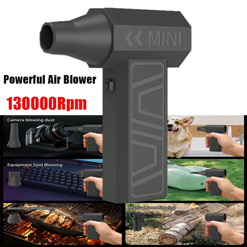 

Powerful Air Blower 130000Rpm 3 Gear Adjustable Turbo Jet Blower Cordless Compressed Air Duster with 5 PCS Replacement Nozzles