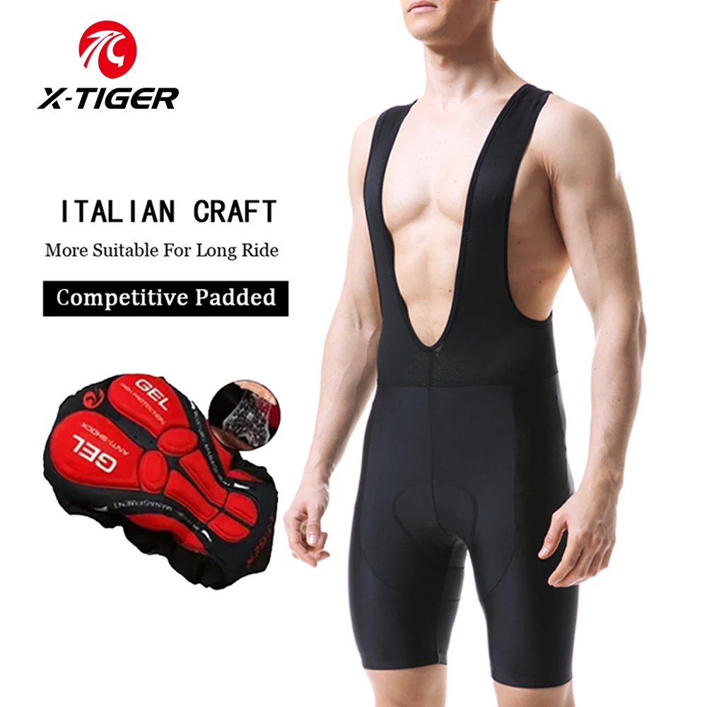 X-TIGER Radfahren Trägerhose Fahrradstrumpfhose Triathlon 5D Gel gepolstert Pro Lycra Fahrradshorts Atmungsaktive Herren Mountainbike Shorts