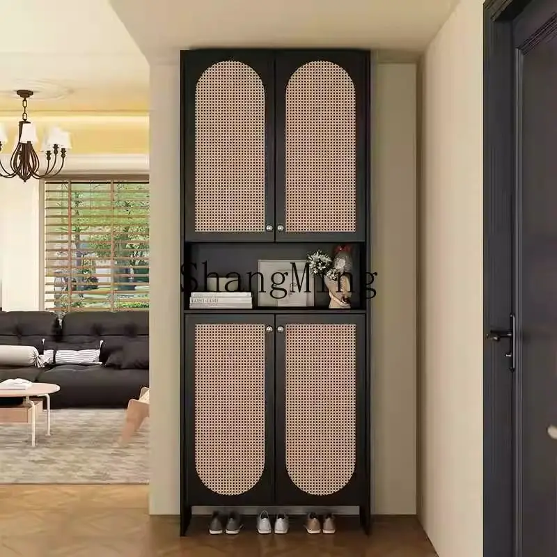 

FG retro rattan breathable partition cabinet, entrance cabinet, antique style