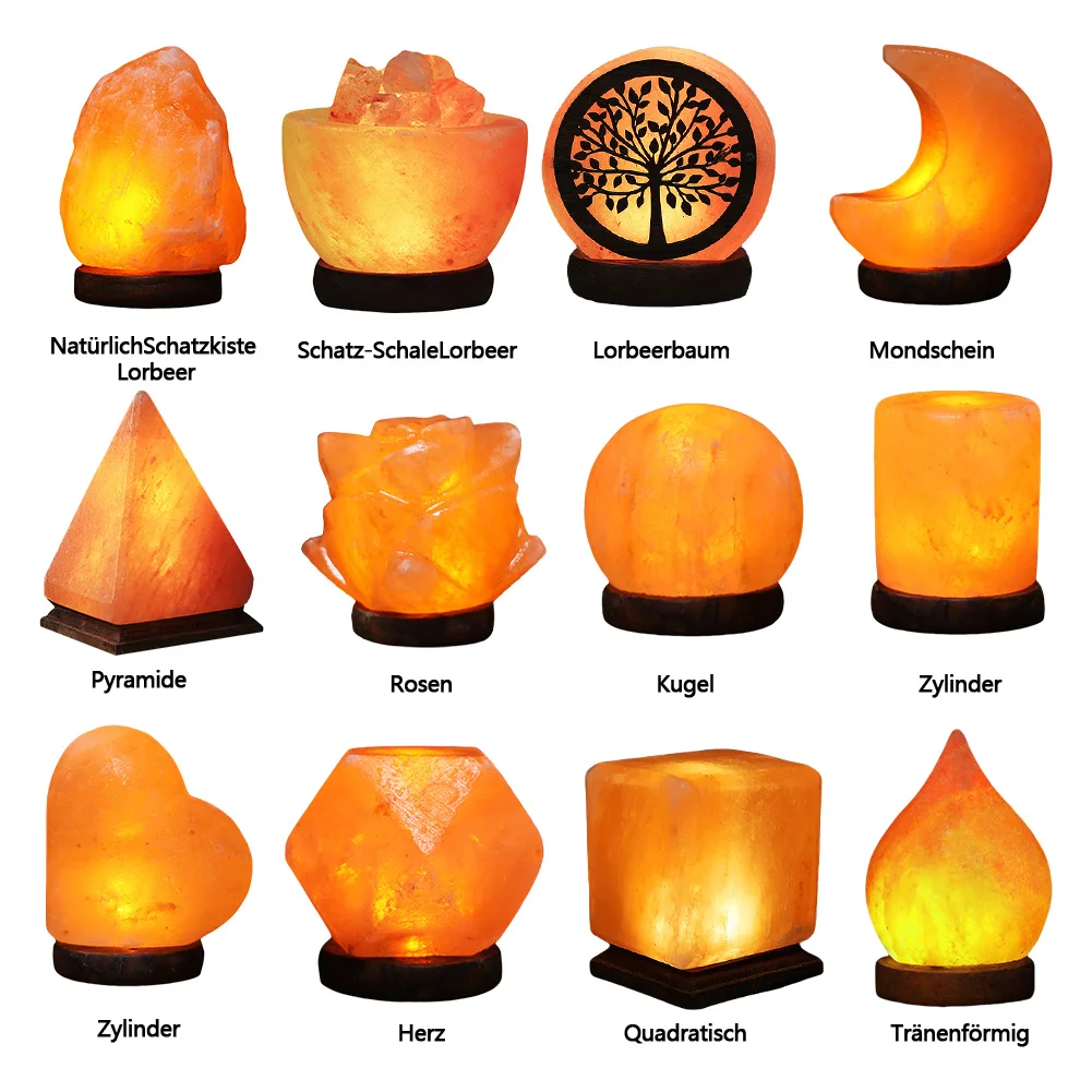 Himalayan Salt Lamp Crystal Salt Rock Lamp with Base LED Atmosphere Lamp Classic Table Light Home Bedroom Decoration