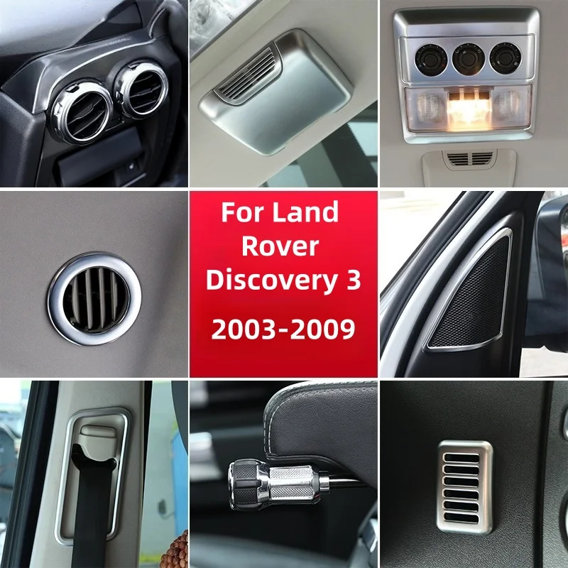 

For Land Rover Discovery 3 2004-2009 ABS Silver Kit Body Trim Center Console Steering Wheel Outside Mirror Accessories