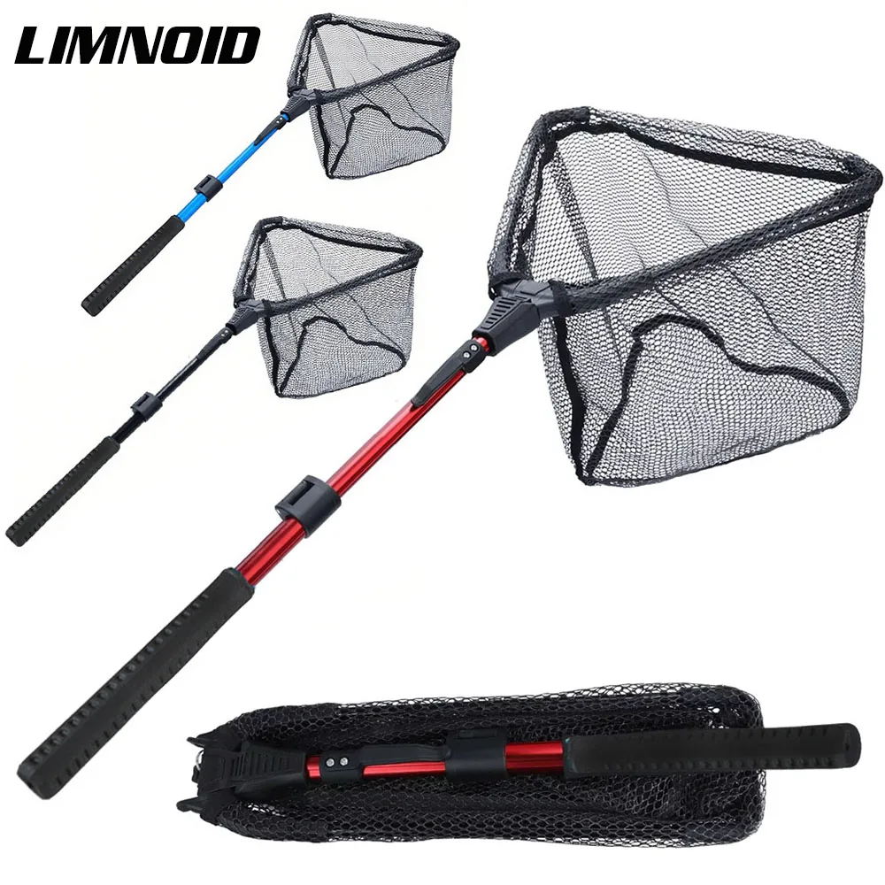

Складная рыболовная сеть Limnoid 95 см, телескопическая, из алюминиевого сплава, удобная для рыбалки, большая складная подсачечная сеть