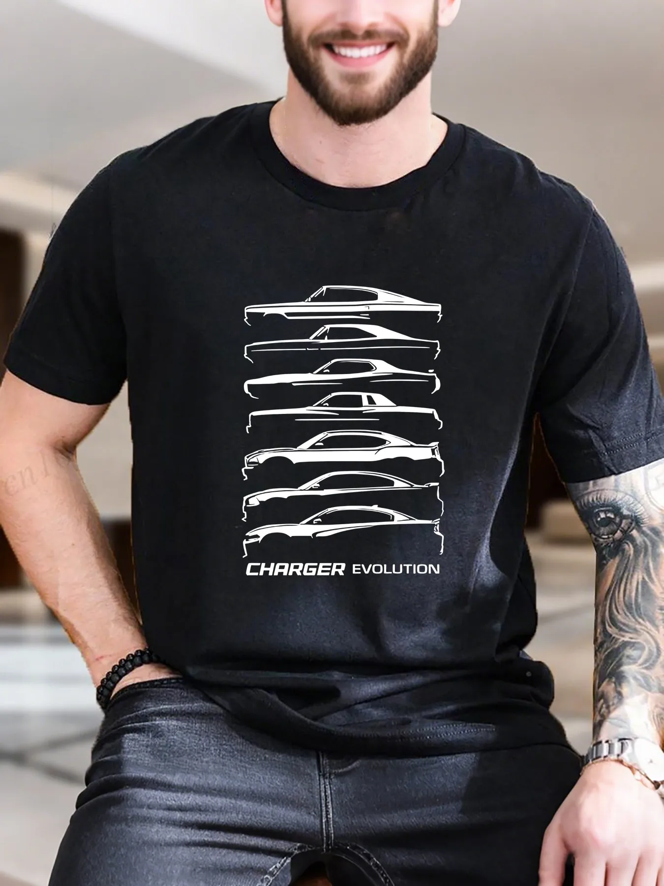 

New Arrival Fashion Men's Printed Short Sleeve T-Shirt Stylish Dark Phone Guy Cotton Tee Breathable Comfortable Casual Top Trend