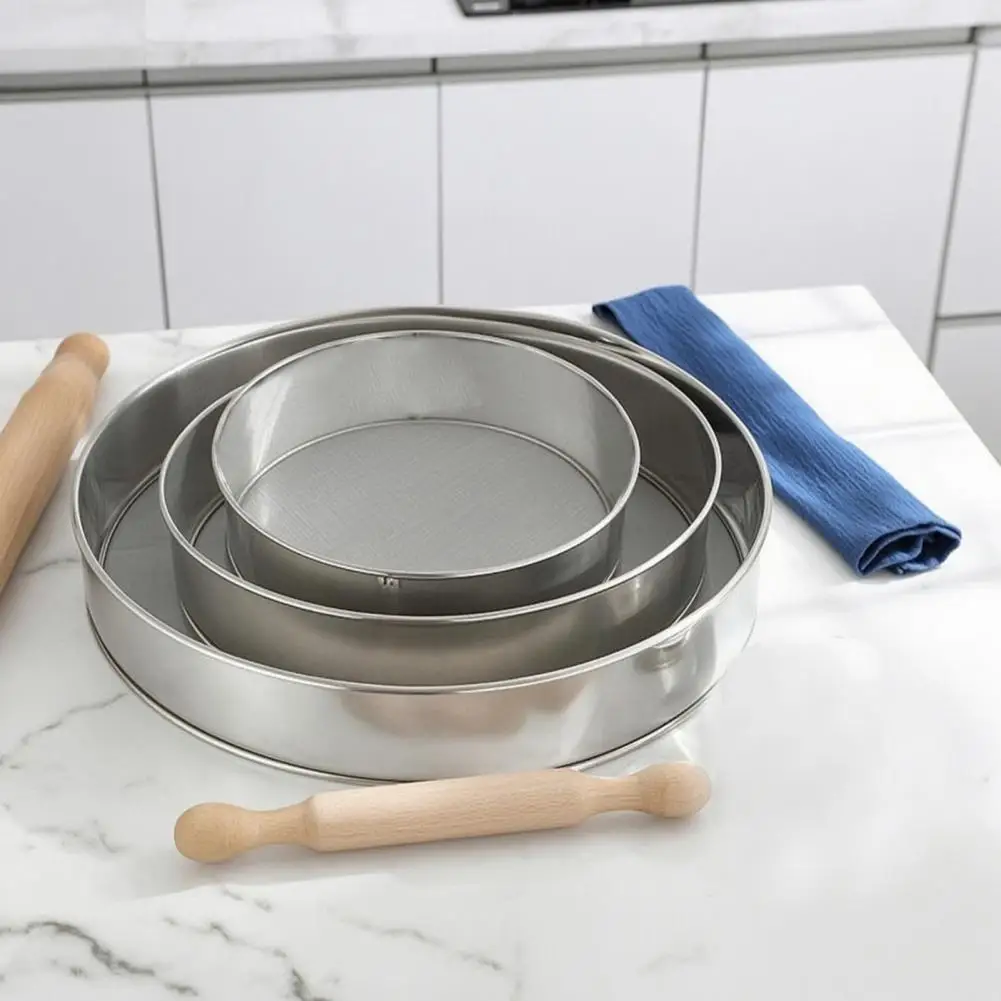 Fine Mesh Flour Sifter Hand Flour Sifter 60 Mesh Stainless Steel Fine Mesh Strainer for Baking 8 10 Inch Circular Flour Sieves