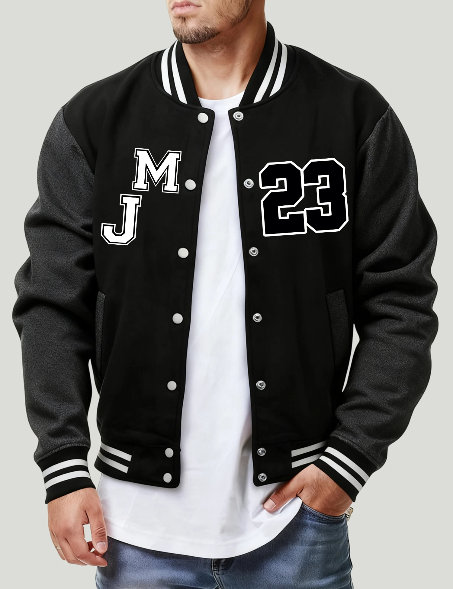 

Номер 23, бейсбольная форма с буквенным принтом M J, мужские уличные куртки в стиле хип-хоп, модная свободная одежда с карманами, мужской американский топ в стиле ретро