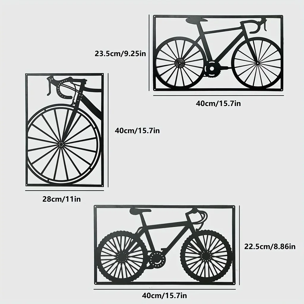 Hello Young 1pc Bicycle Metal Wall Hanging Art Wrought Iron Indoor Decoration Livingroom Bedroom Dining Room Decor Elegant and S