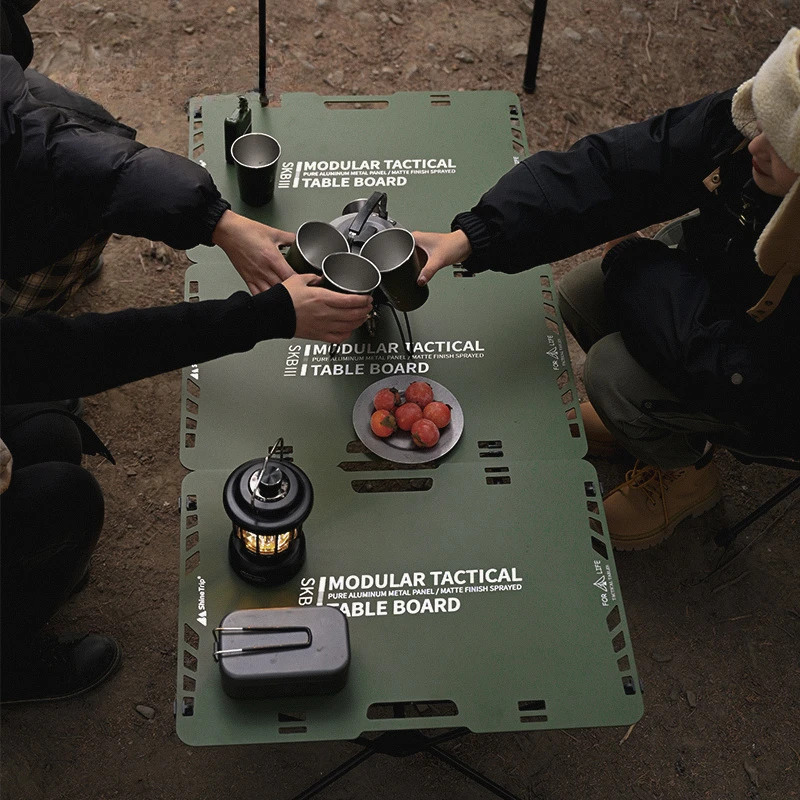Tactical Folding Table Portable Multifunctional Combination Table Lightweight Aluminium Alloy Picnic Camp Table Army Green Style