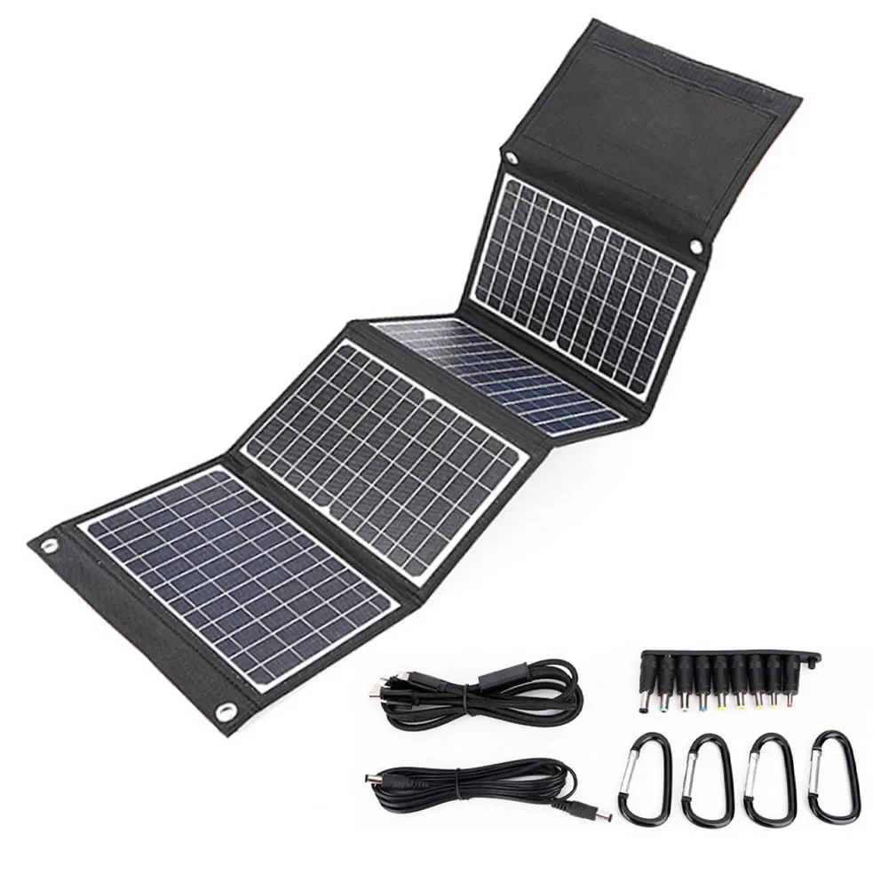 

1pc 30W Foldable Solar Panel Charger Fast Charging Interface Portable Outdoor Power Monocrystalline Silicon Solar Power Supplies