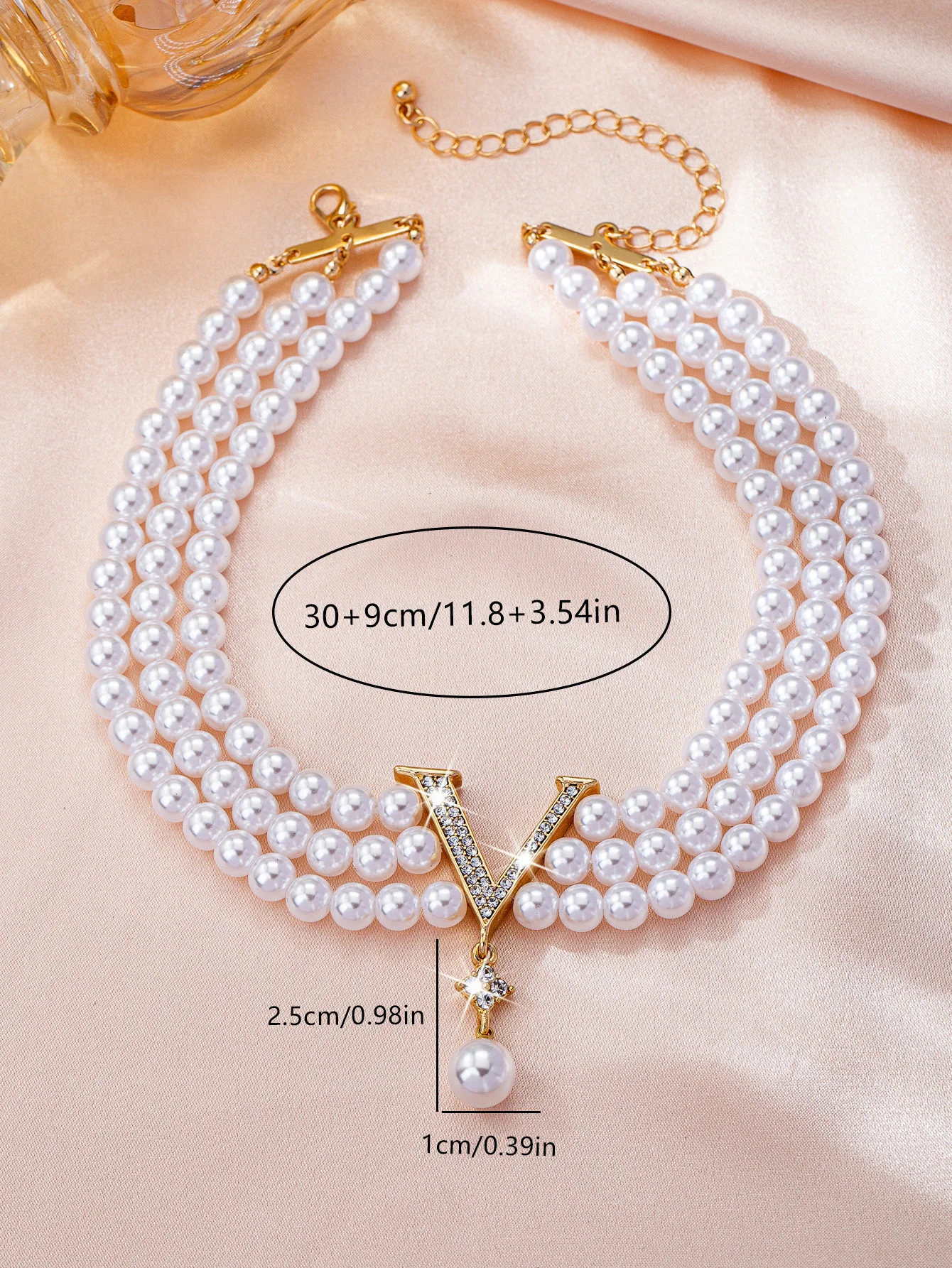 Elegante Sommer-Luxus-High-End-Damenschmuck-Halskette mit Imitationsperle – Detail 3