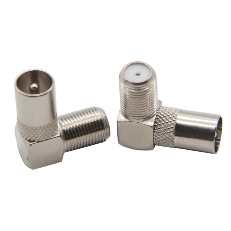 1PCS F-Type Female Aluminium Alloy 90 Degree Right Angle TV Aerial Antenna Plug Connector Adapter Plug to Socket Coax Cables