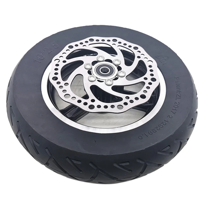 

10 Inch 10X2.50 Electric Scooter Wheels 10X2.50 With Disc Brake And With Wheel Hub Disc Brake Set Hollow Solid Tire