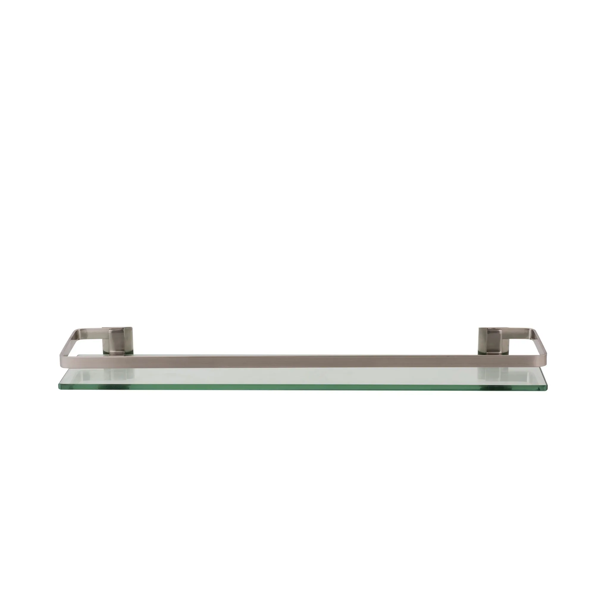 

Decorative glass bathroom shelf with nickel rails, can be mounted on the wall for your convenience