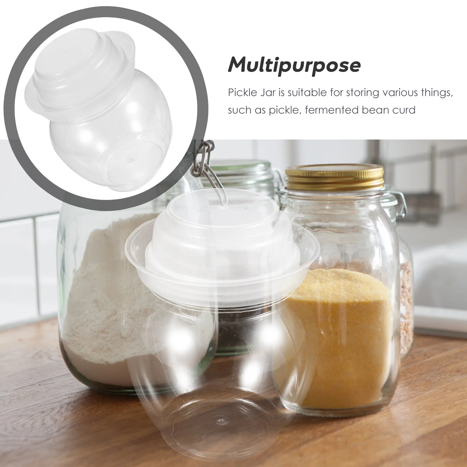 

Transparent Fermenting Jar Large Capacity Airtight Design For Kitchen Vegetable Pickling Food Storage Container Multi-Use