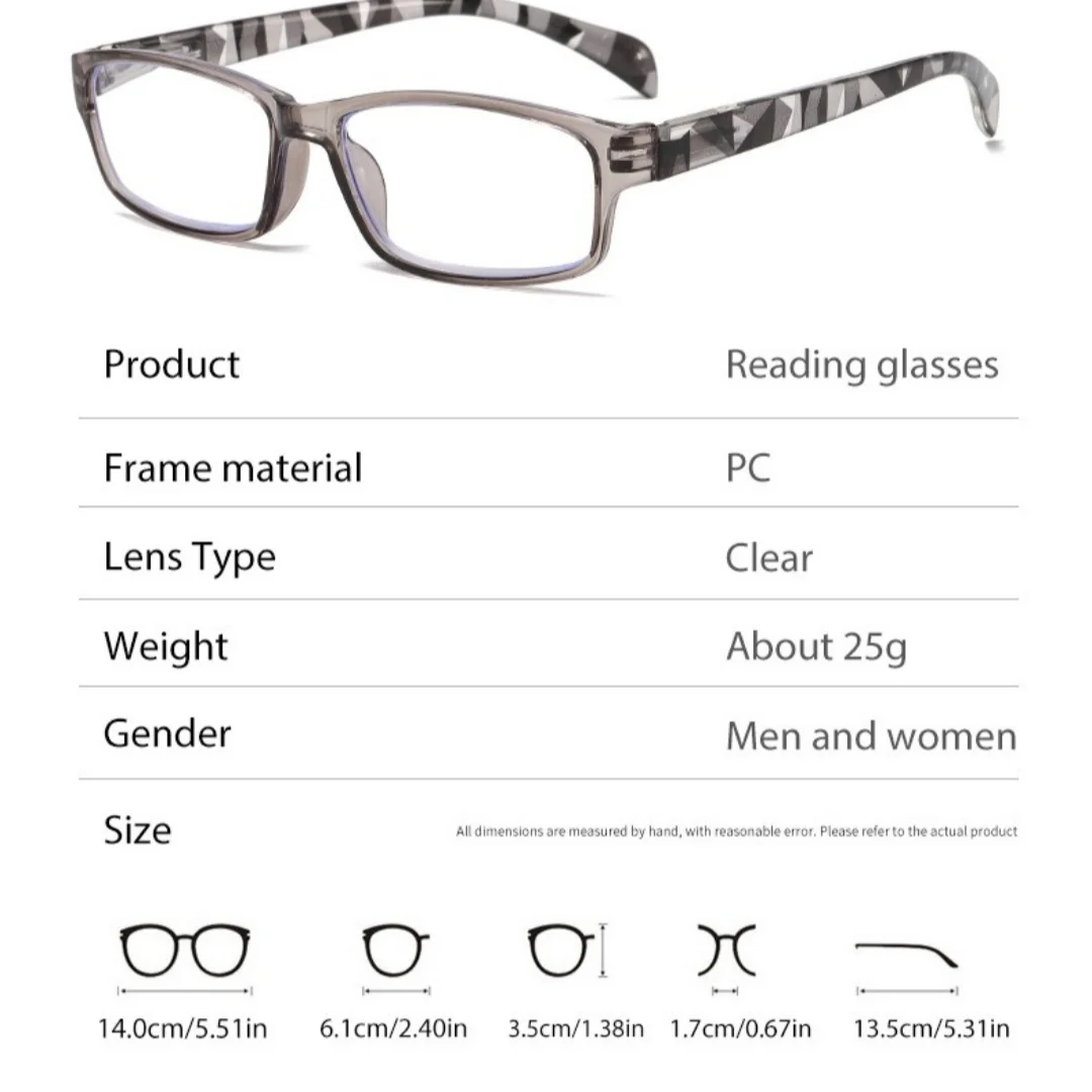6 個正方形抗青色光遮断老眼鏡男性女性リーダー眼鏡アンチグレアコンピュータ眼鏡