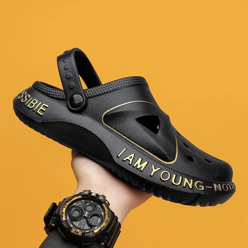 

Summer Men's Clogs Sandals Women Beach Slippers Non-Slip Breathable Beach Sandals Trendy Garden Shoes Male Flip Flops