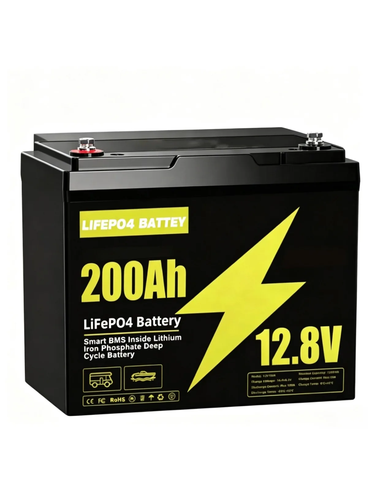 LiFePO4 12V Batterie mit BMS 8000 Zyklen, 100A 120A 150A 200A, für Wechselrichter, Wohnmobil, Solarsystem, Boot, Haushalt, Solar