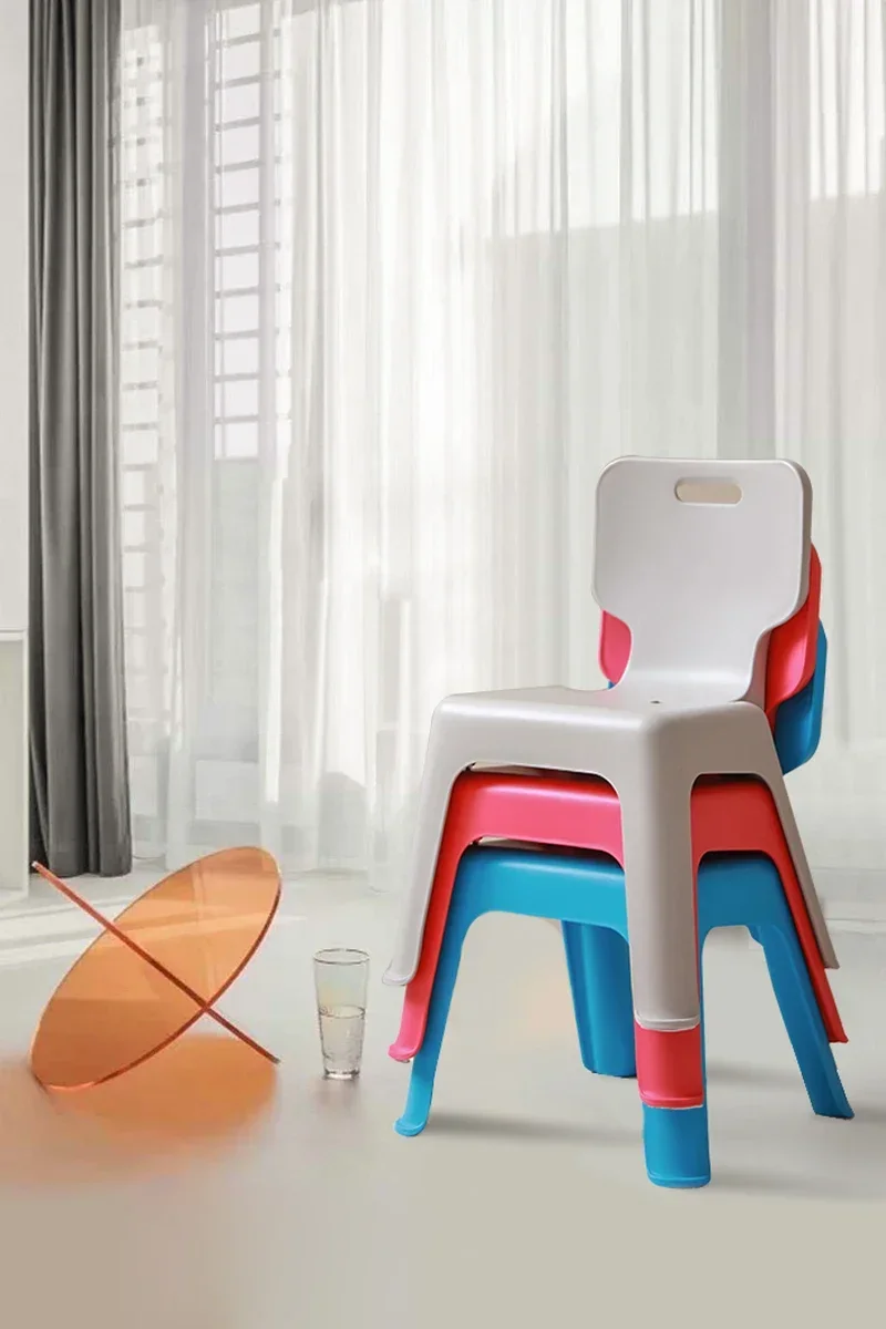 

Plastic Children's Backrest Stool Kindergarten Thickened Small Bench Household Baby Dining Non-Slip Dining Chair