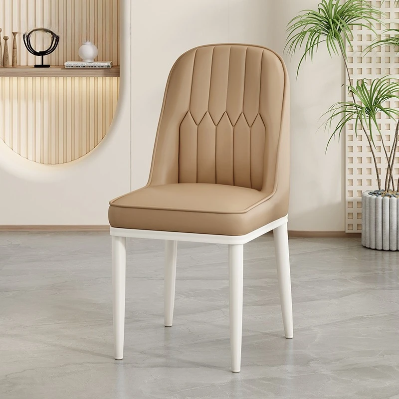 Modern Upholstered Padded Creamy Dining Chair Soft High Back Minimalist Kitchen Dining Cafe Hotel Stool Home House Furniture image 6