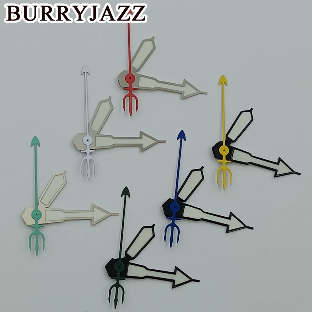 SKX007 Watch Pointer Green Luminous Hands With Trident-Shaped Second Hand Parts For NH34 NH35 NH36 NH38 NH39 Movement Watches