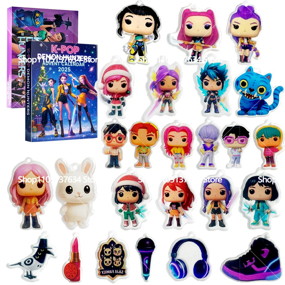 new Acrylic Demon Hunter Christmas Tree Ornament Kpop Style Advent Blind Box Cute Gothic Holiday Decor For Teens And Women Gift