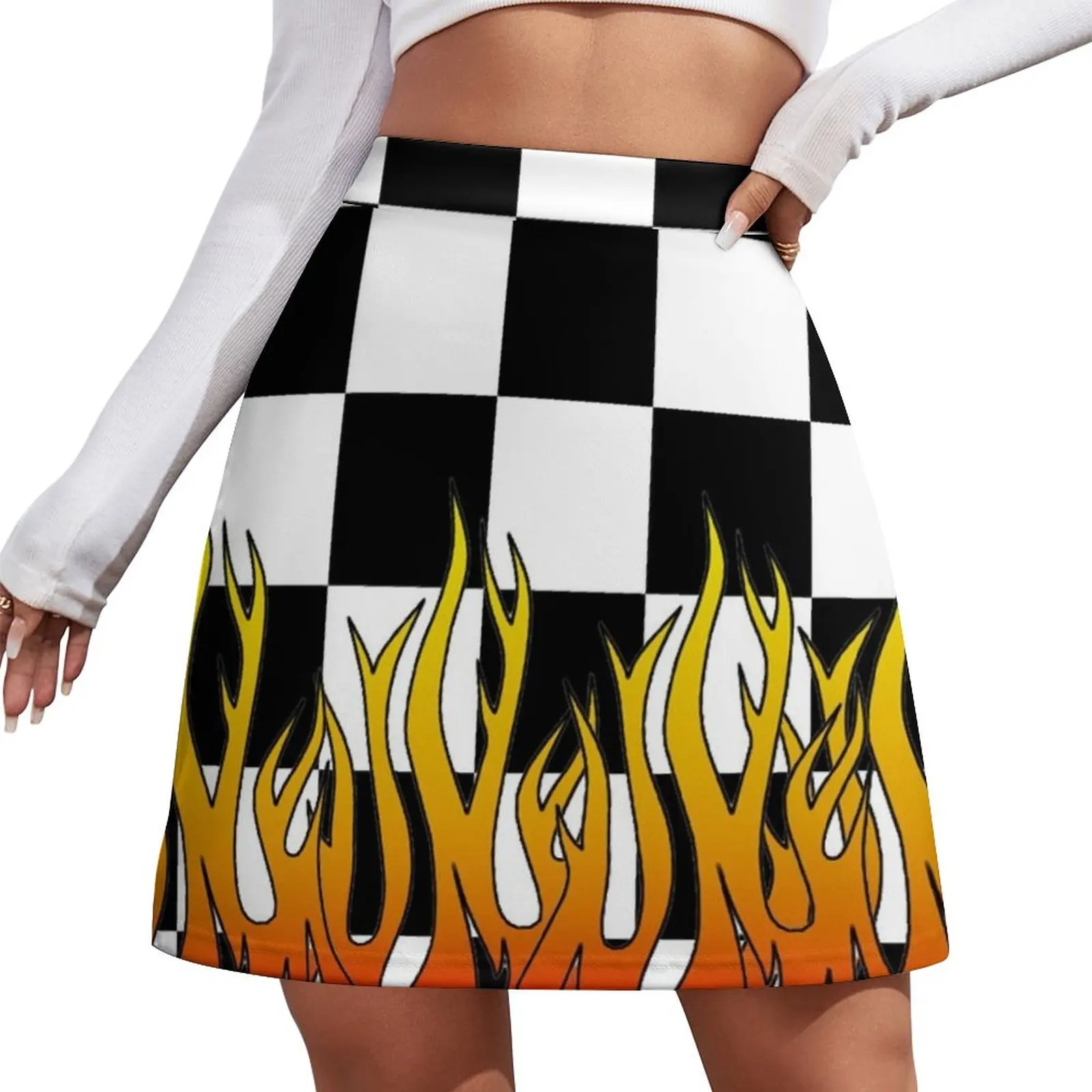 Checkered Racing Flames Mini Skirt Summer dress elegant party dresses for women 2025 girls skirt Skort for women