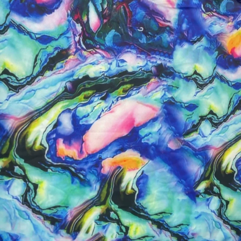

Spring and Summer Digital Printing Lycra Fabric Elastic on All Sides Suitable for Dress Leggings Sewing Fabrics for Needlework