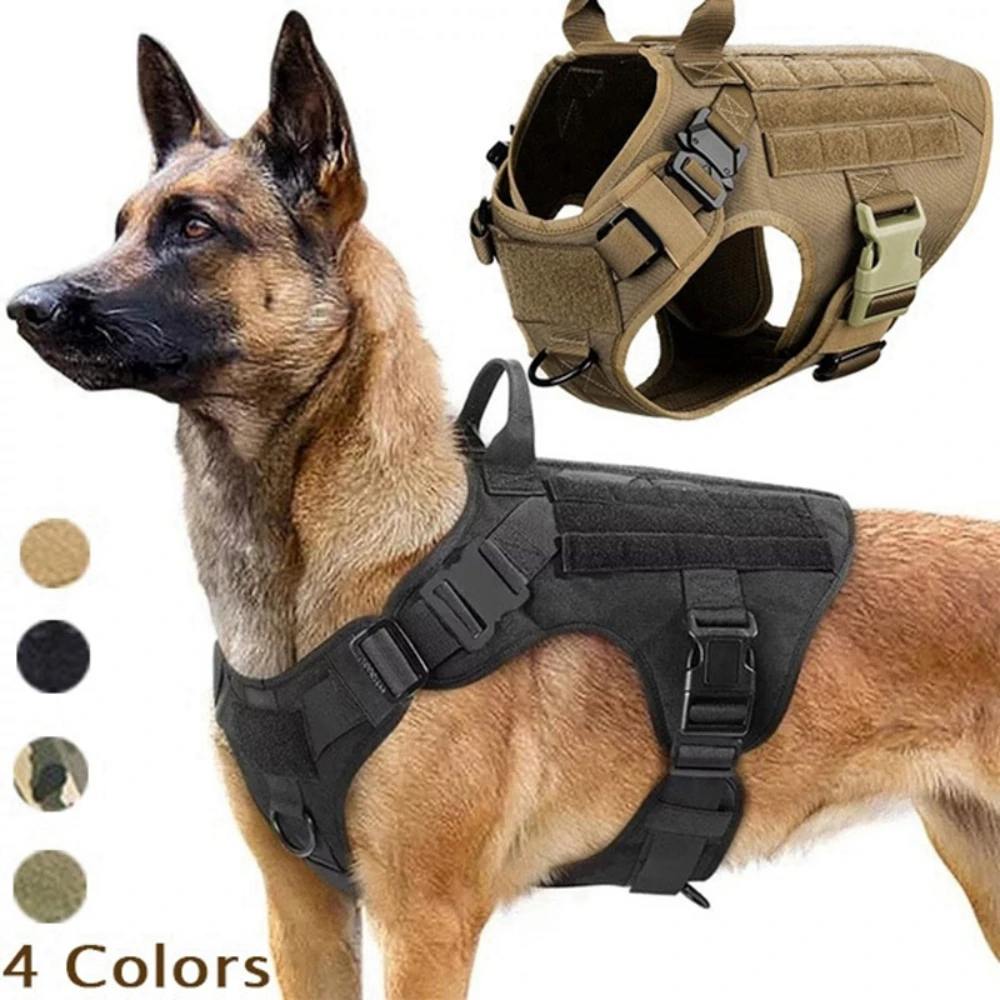 Nylon Tactical Dog Harness And Leash Set Metal Buckle Big Dog Vest German Shepherd Durable Pet Harness For Small Large Dogs