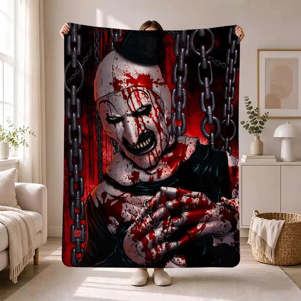 29 Style T-Terrifier 3 H-Horror Clown Throw Throw Soft Flannel Blanket For Bed Bedroom Sofa Picnic Throw Skin-friendly Breathabl