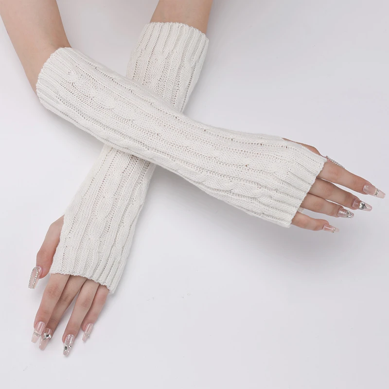 Fingerless Mittens Female Anime Gloves Women Knitted Gloves Arm Winter Warmers Japanese Goth Ankle Wrist Sleeves Harajuku Gloves